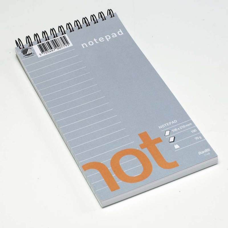 Notesblok Bantex 102x210mm lin. Wire-o spiral 70g 100blade