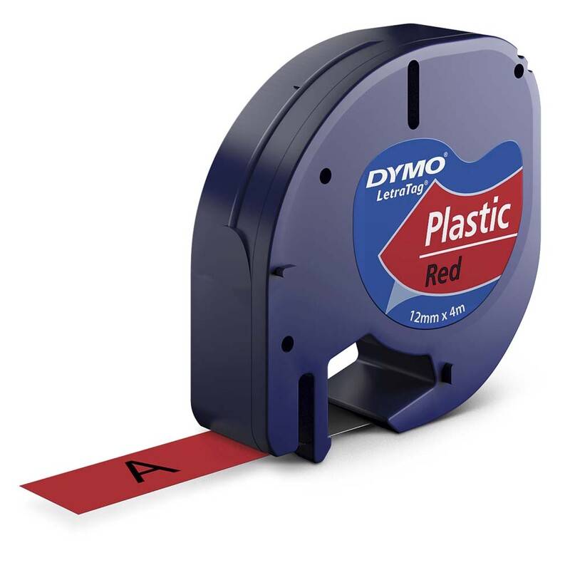 Labeltape DYMO LetraTAG 12mmx4m r&oslash;d plasttape