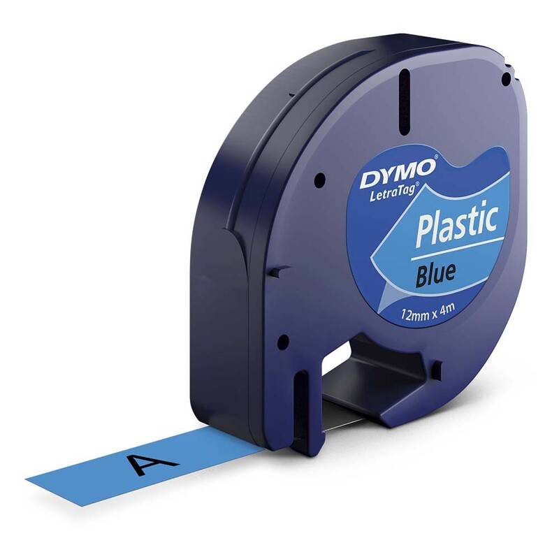 Labeltape DYMO LetraTAG 12mmx4m bl&aring; plasttape