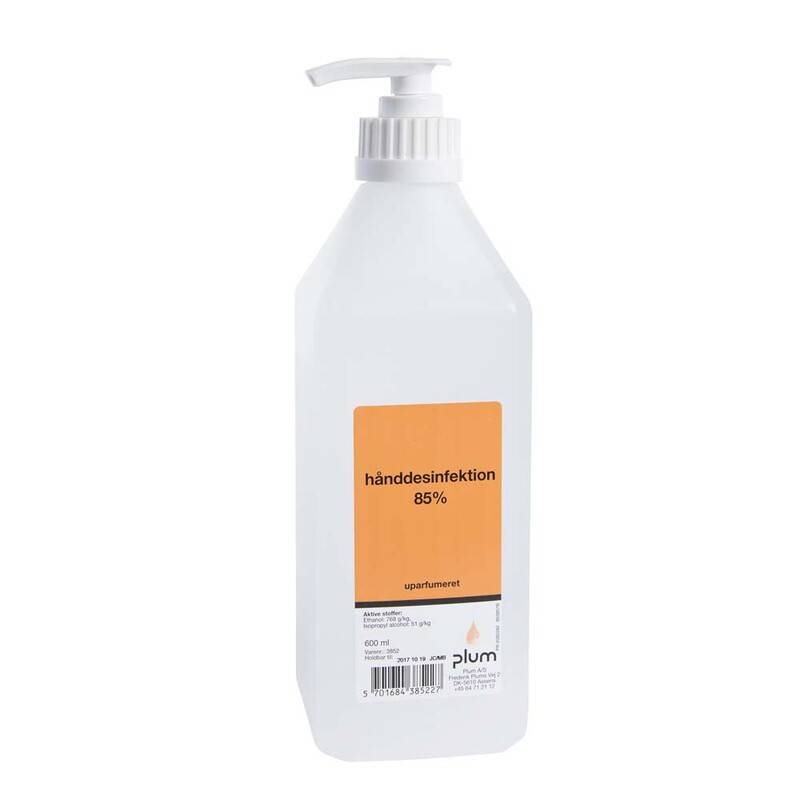 Sprit 85\% flydende 600ml pumpeflaske H&aring;nddesinfektion Plum 0.600 l