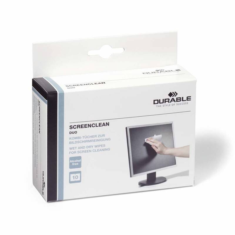 Renseservietter Screenclean Durable hvid Pakke med 10 s&aelig;t