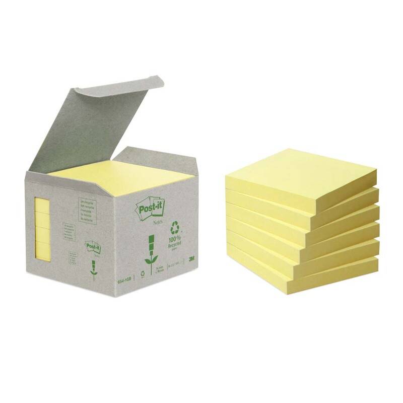 Post-it notes Milj&oslash; 76x76mm gul 6blk/pak