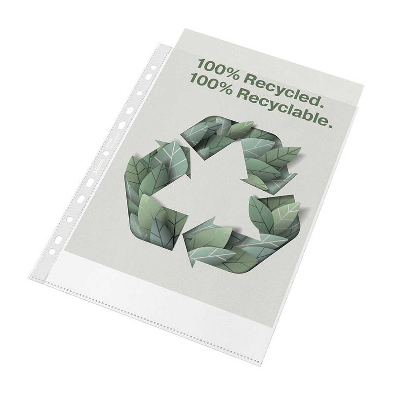 Plastlomme Esselte Recycled A4 70my m. pr&aelig;g 100stk/pak