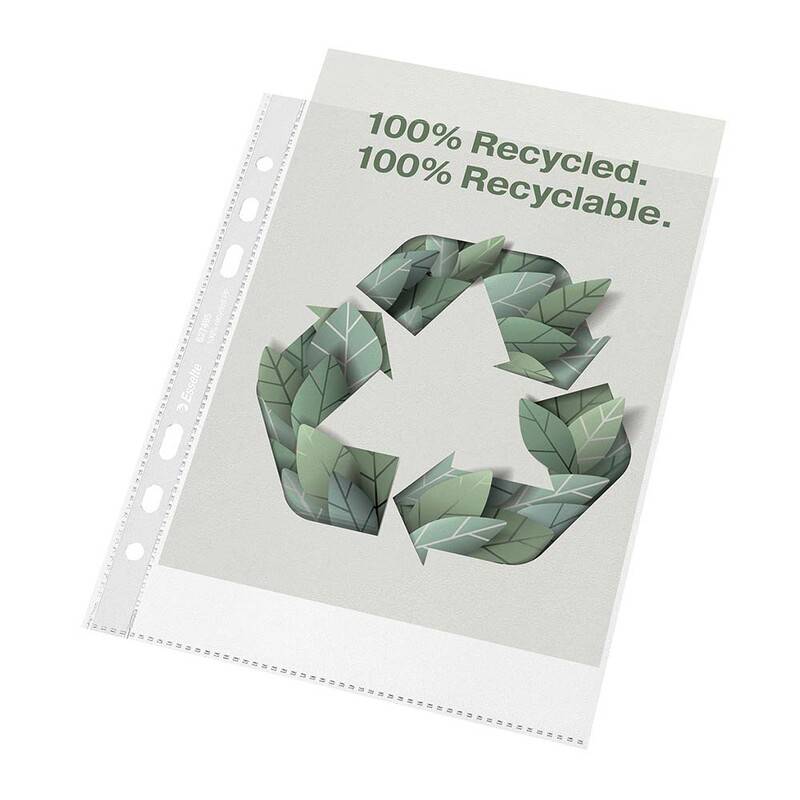Plastlomme Esselte Recycled A5 70my m. pr&aelig;g 100stk/pak