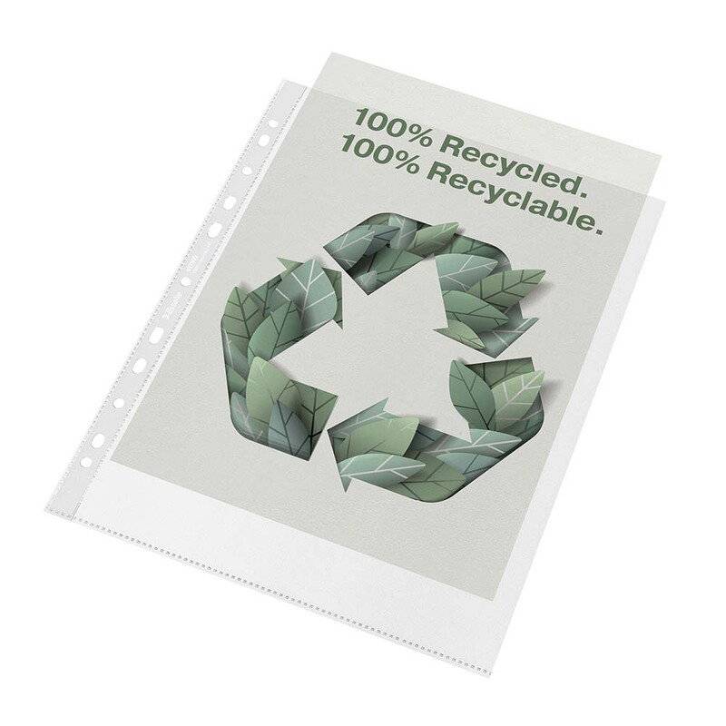 Plastlomme Esselte Recycled A4+ 70my m. pr&aelig;g 50stk/pak