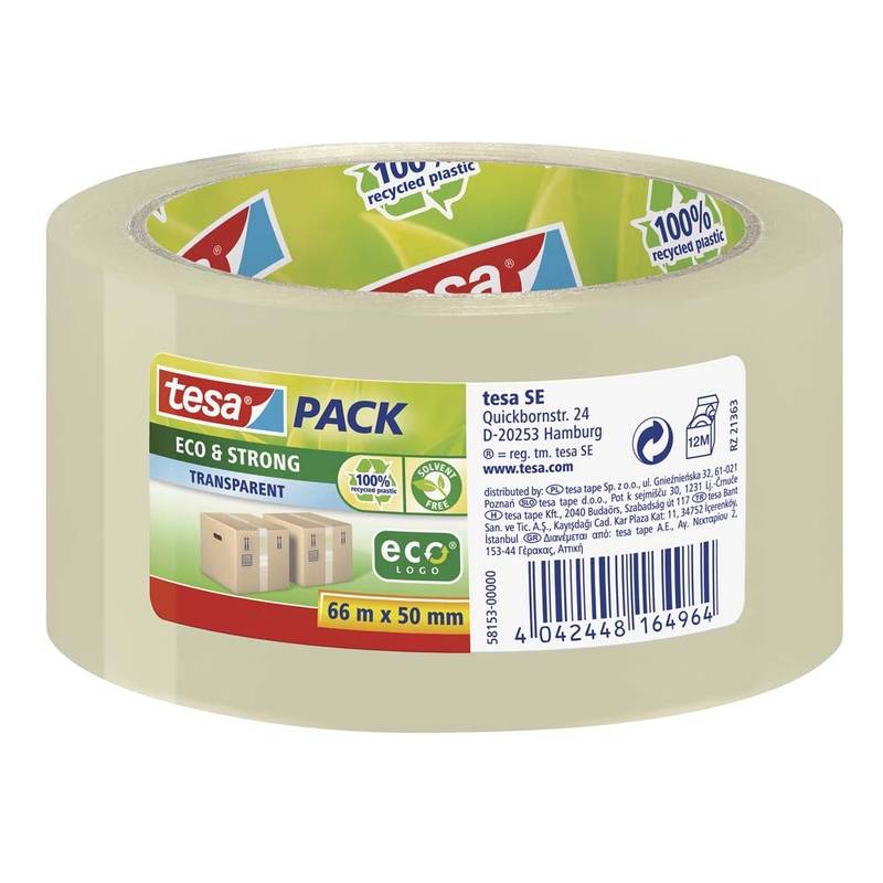 Tape tesa Ecologo klar 50mmx66m st&oslash;jsvag 58153