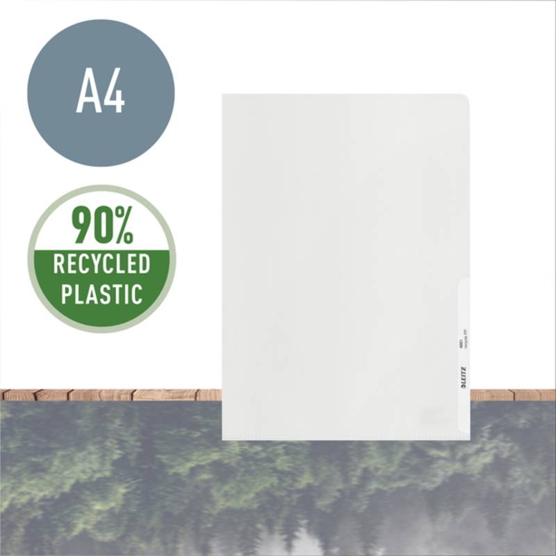 Plastomslag Leitz Recycle A4 140my m/pr&aelig;g 25stk/pak