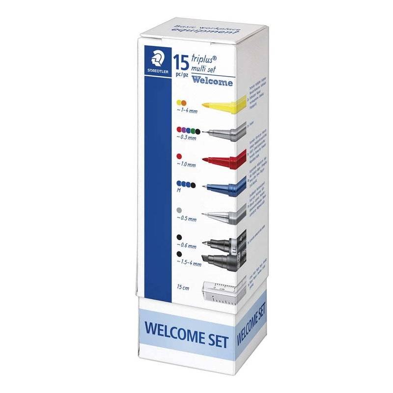 Multis&aelig;t Staedtler Triplus Welcome set 15 dele i holder