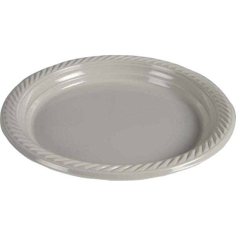 Tallerken plastik flergangs &Oslash;23cm PP lysegr&aring; 25stk/pak