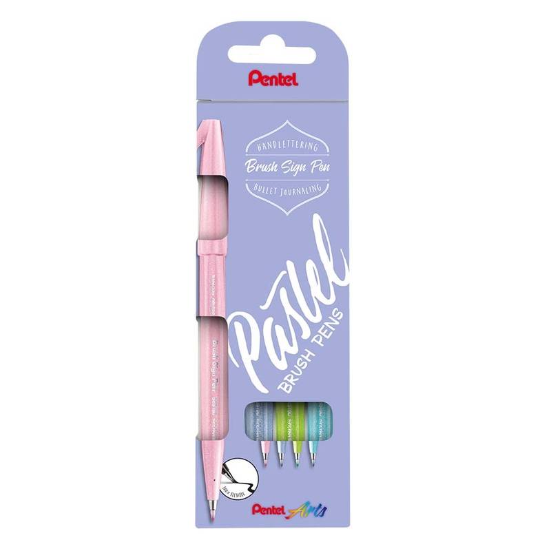 Fineliner Pentel SES15P-4 Brush Sign Pen PASTEL 4stk