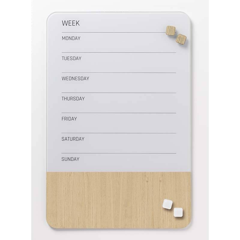 Ugetavle magnetisk glas multi engelsk 40x60cm