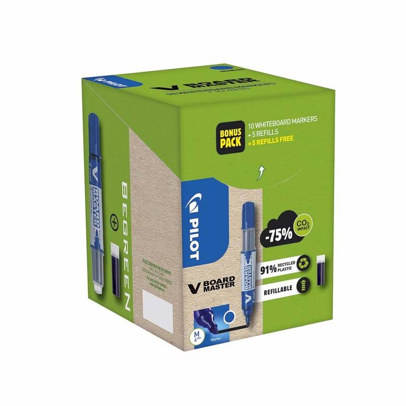Marker Pilot V-Board Master bl&aring; 10stk + 10 refill gr&oslash;n pack