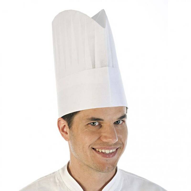 Kokkehuer engangs papir 10stk/pak Kokke og slagterhuer Chef hat paper