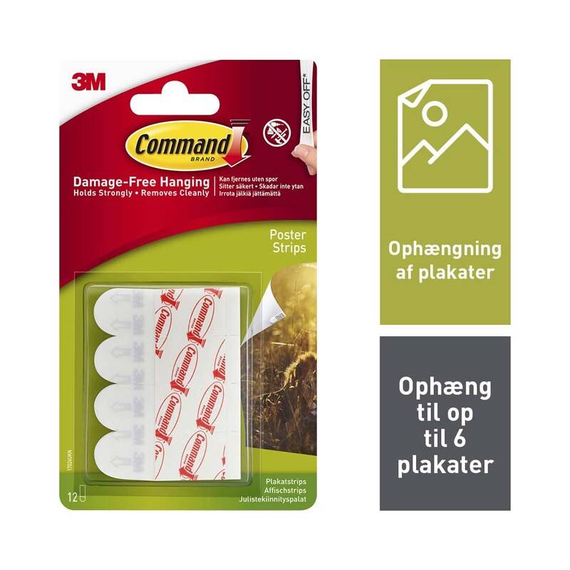 Plakatstrips Command hvid 17024 3M Command kasse a 6 pakker