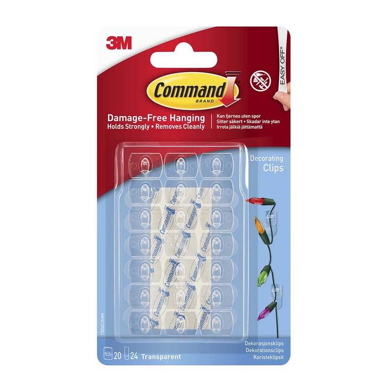 Dekorationsclips med gennemsigtige strips Command 17026CLR