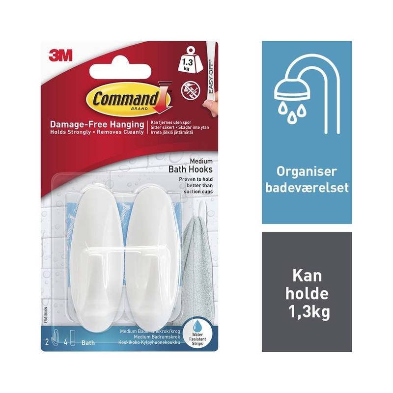 Kroge til v&aring;drum Command hvid mellemstore 17081B