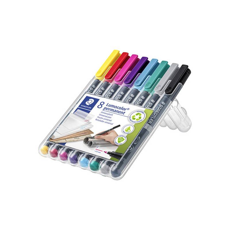 OHP-pen Lumocolor assorteret F 0,6mm 318 WP4-8 permanent 8stk/pak