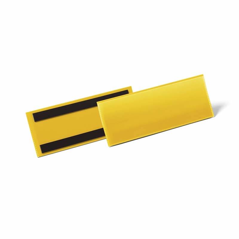 Lagerlomme/etiketholder m/magnet 210x74mm gul