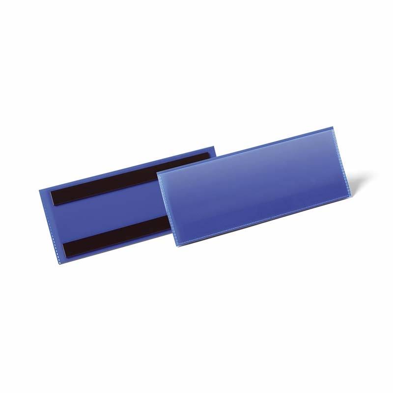 Lagerlomme/etiketholder m/magnet 210x74mm m&oslash;rkbl&aring;