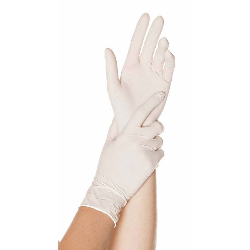 Latexhandske Skin L hvid pudret 100stk/pak