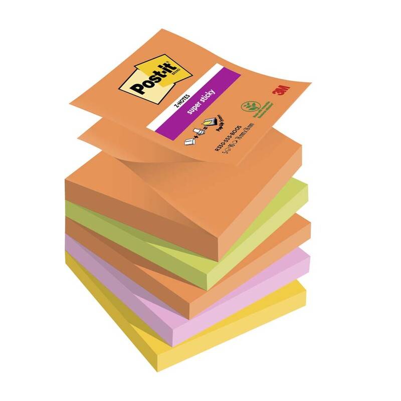 Post-it z-notes Super Sticky ass. 76x76mm 5blk/pak Boost Colour