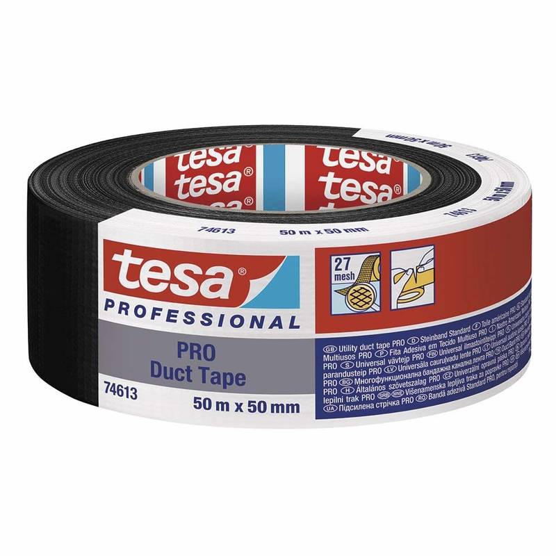 Tape tesa l&aelig;rred sort 50mmx50m 74613 Duct tape PRO