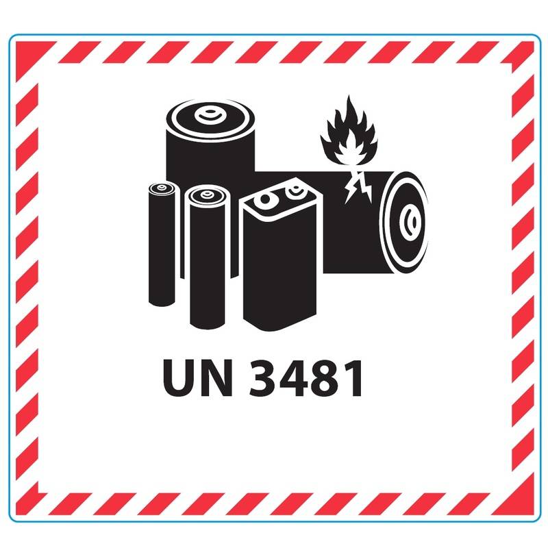 Fareetiket Lithiumbatteri UN 3481 hvid/sort 120x110mm 250stk