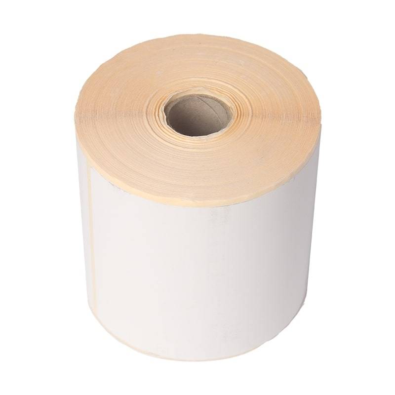 Termoetiket hvid top med perforering 105x220mm &oslash;25 kerne 300stk/rul