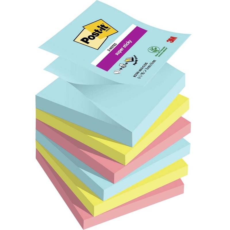 Post-it Super Sticky Z-Notes76mmx76mm 90ark/blk 6blk/pak Cosmic farvek