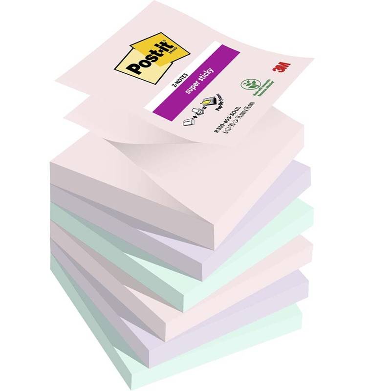 Post-it Super Sticky Z-Notes 76mmx76mm 90ark/blk 6blk/pak Soulful farv