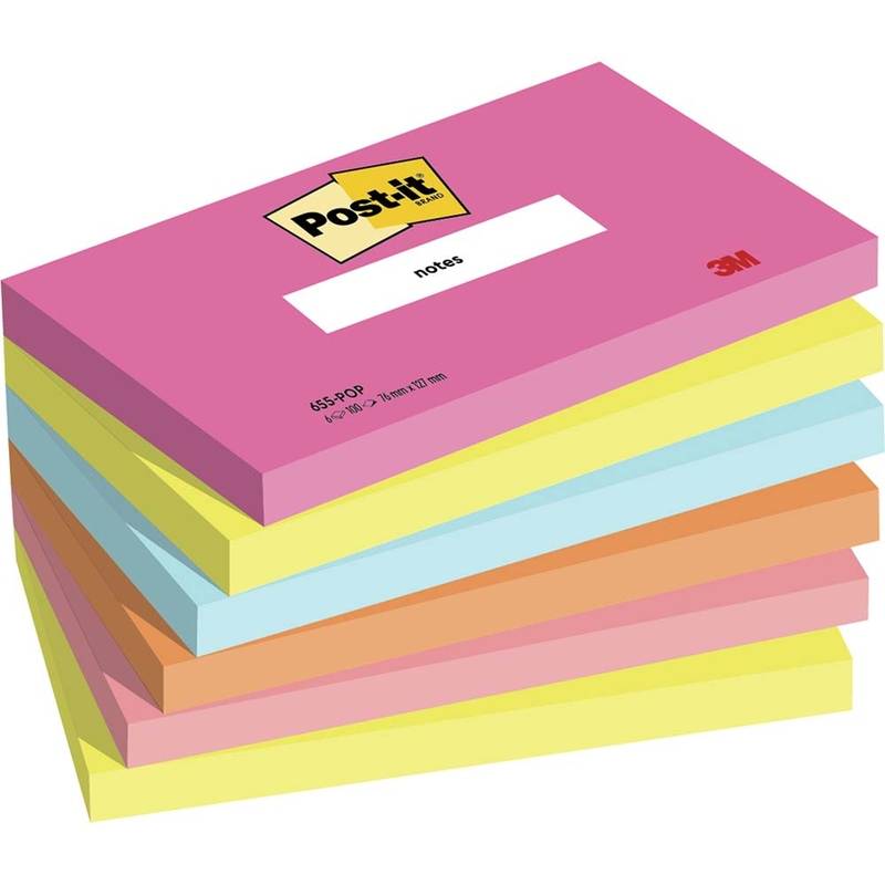 Post-it Super Sticky Notes 76mmx127mm 100ark/blk 6blk/pak Poptimistic 
