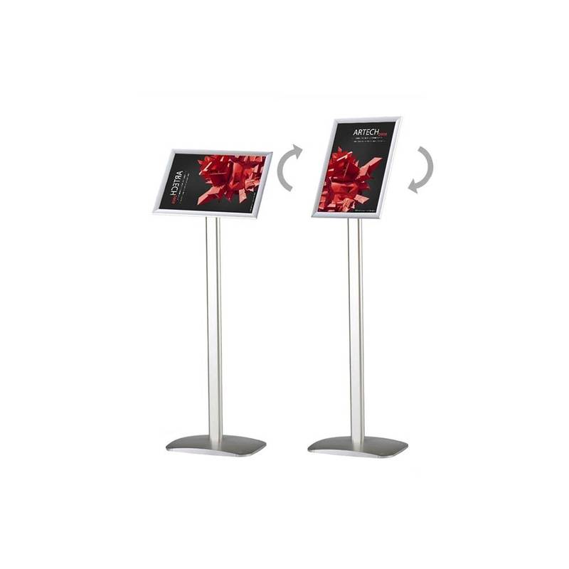 Infostand TWIN MENU A4 Brochure holder Twinco aluminium/gr&aring;