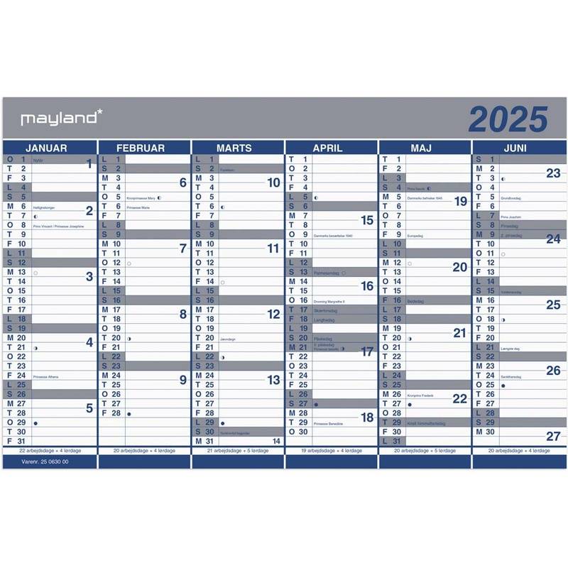 Kartonkalender halv&aring;rs 2025 44x29cm 25 0630 00