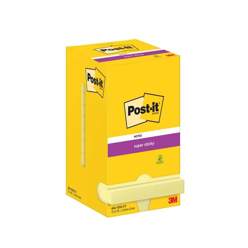 Post-it blok Super Sticky Canarygul 76x76mm 12blk/pak