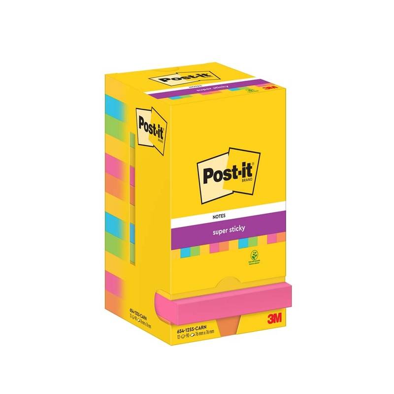 Post-it blok Super Sticky Carnival 76x76mm 12blk