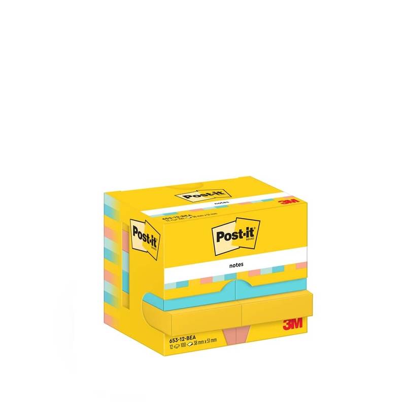 Post-it blok Beachside 38x51mm 12blk Notes assorteret x38mm
