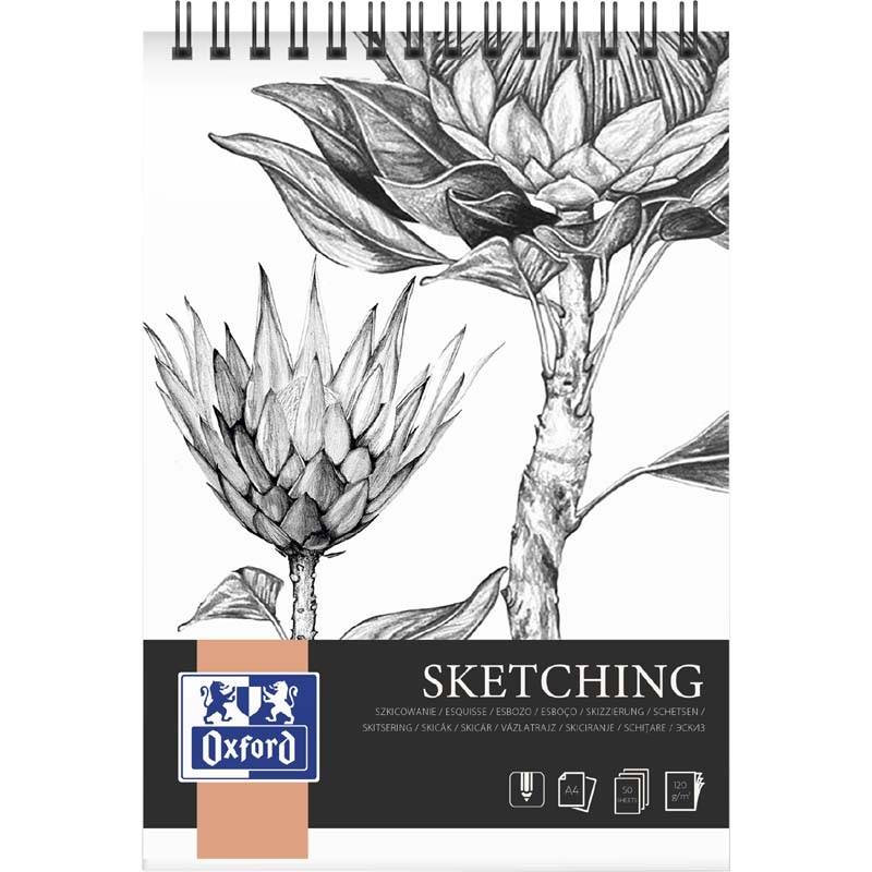 Kunstskitseblok Oxford A4 50ark 120g dobbeltspiral