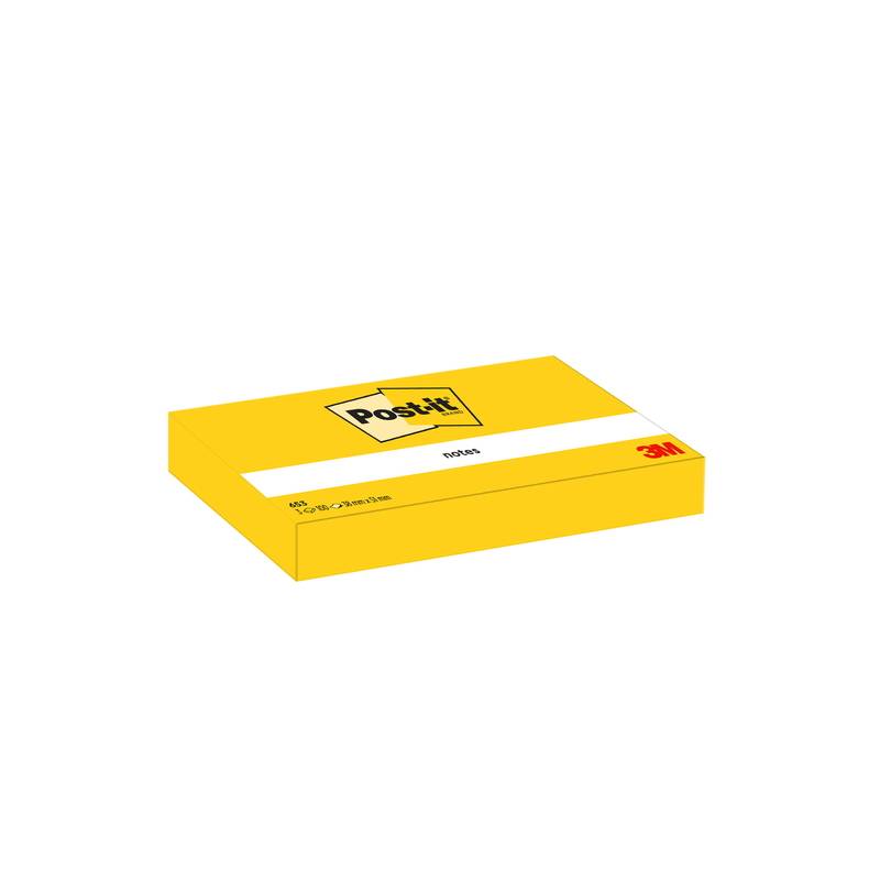Post-it blok 653 Canary gul 38x51mm 100bl 3M 12blk/pak