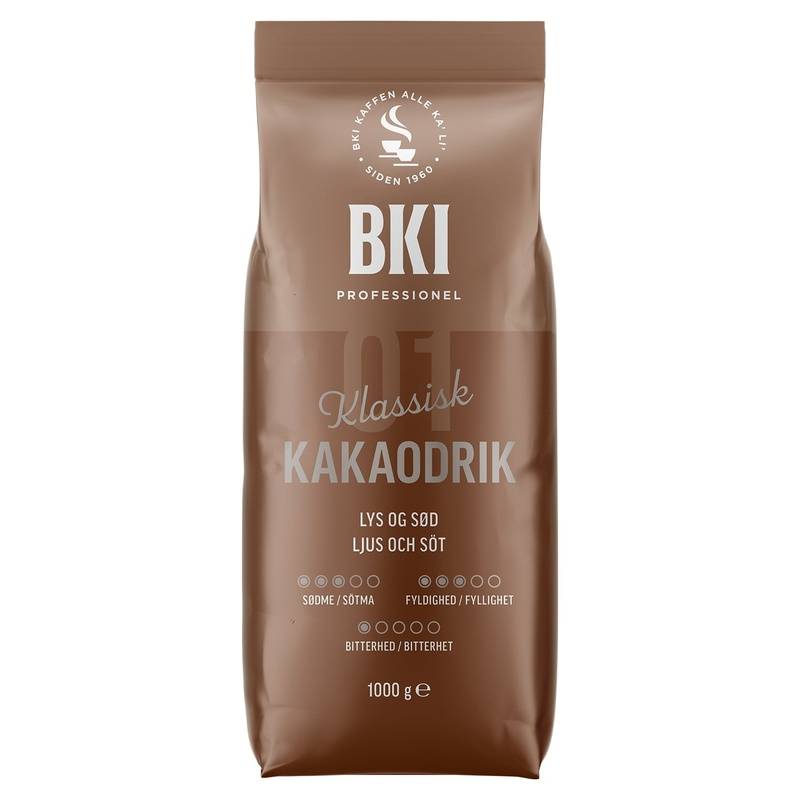 Kakaodrik varm BKI 1kg Klassisk Lys og s&oslash;d pose a 1 kg