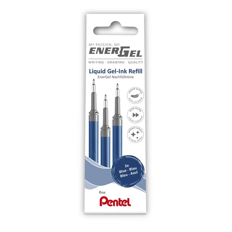 Rollerpen Pentel Energel bl&aring; 3-pack LRN5-3C