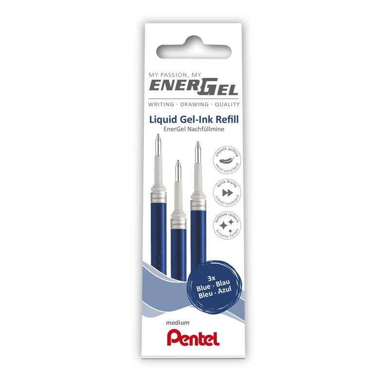 Rollerpen Pentel Energel bl&aring; 3-pack LRN7-3C