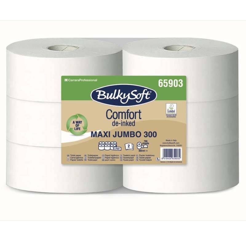 Toiletpapir Bulky Soft Comfort Maxi 2-lags hvid 300m 6rul/kar