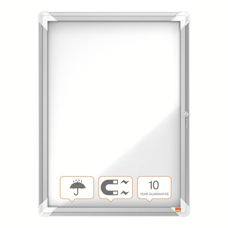 Opslagsskab glas udend&oslash;rs Nobo 4xA4 hvid