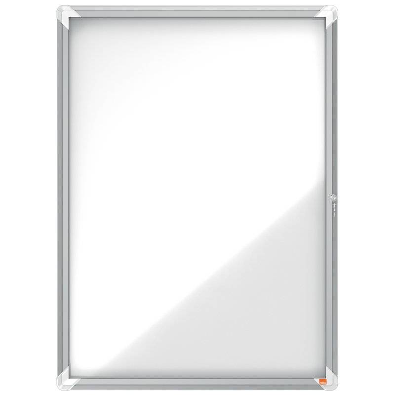 Opslagsskab glas udend&oslash;rs Nobo 9xA4 hvid