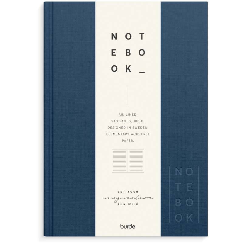 Notebook Textile A5 dark bl&aring; lined Notesbog Mayland Deluxe 148 x210mm
