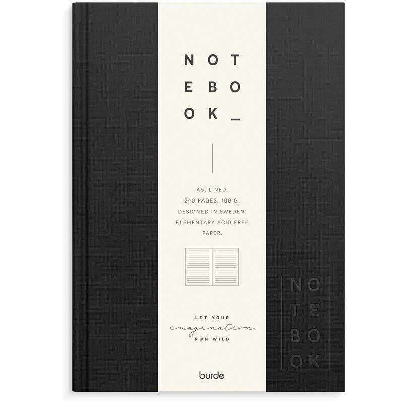 Notebook Textile A5 sort lined Notesbog Mayland Deluxe 148 x210mm