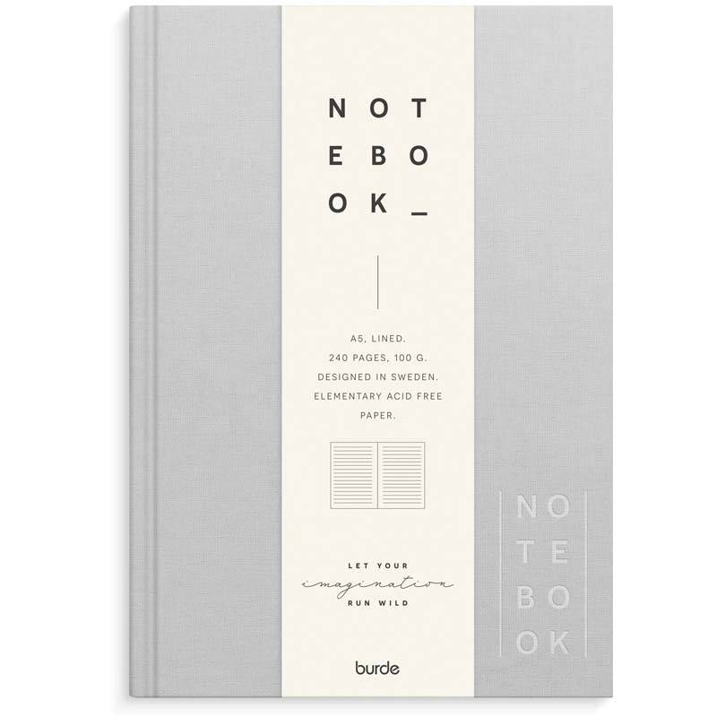 Notebook Textile A5 light gr&aring; lined Notesbog Mayland Deluxe 148x210mm