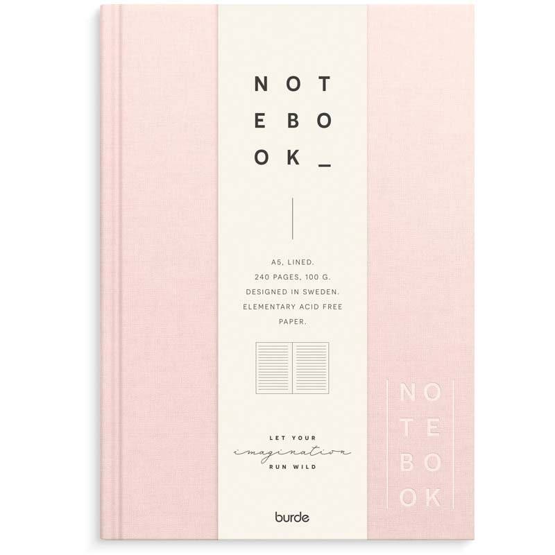 Notebook Textile A5 pink lined Notesbog Mayland Deluxe pink/r&oslash;d