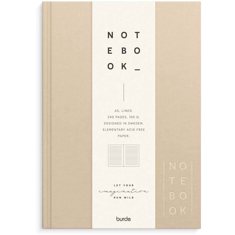 Notebook Textile A5 beige lined Notesbog Mayland Deluxe 148 x210mm