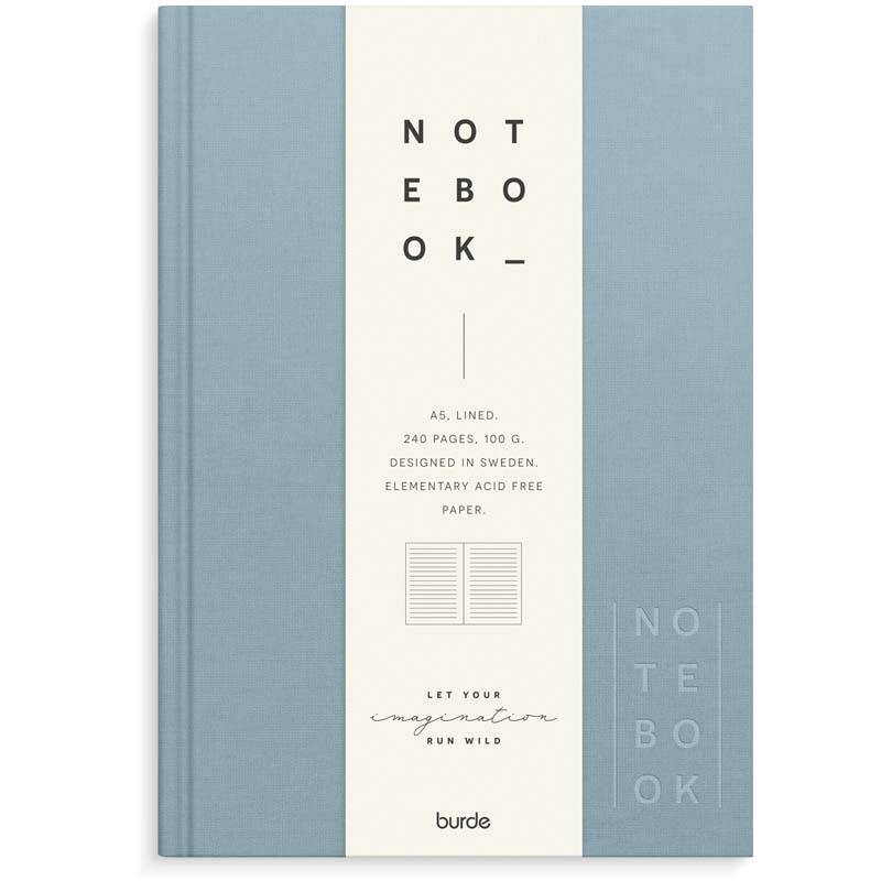 Notebook Textile A5 light bl&aring; lined Notesbog Mayland Deluxe 148 x210mm
